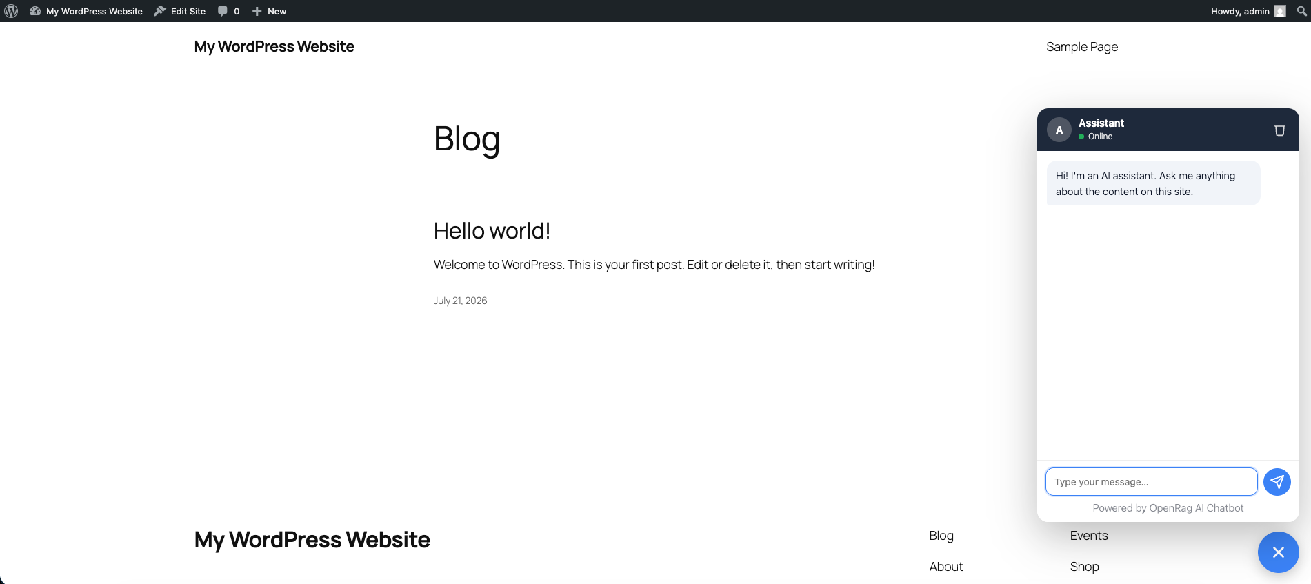 Frontend chat widget