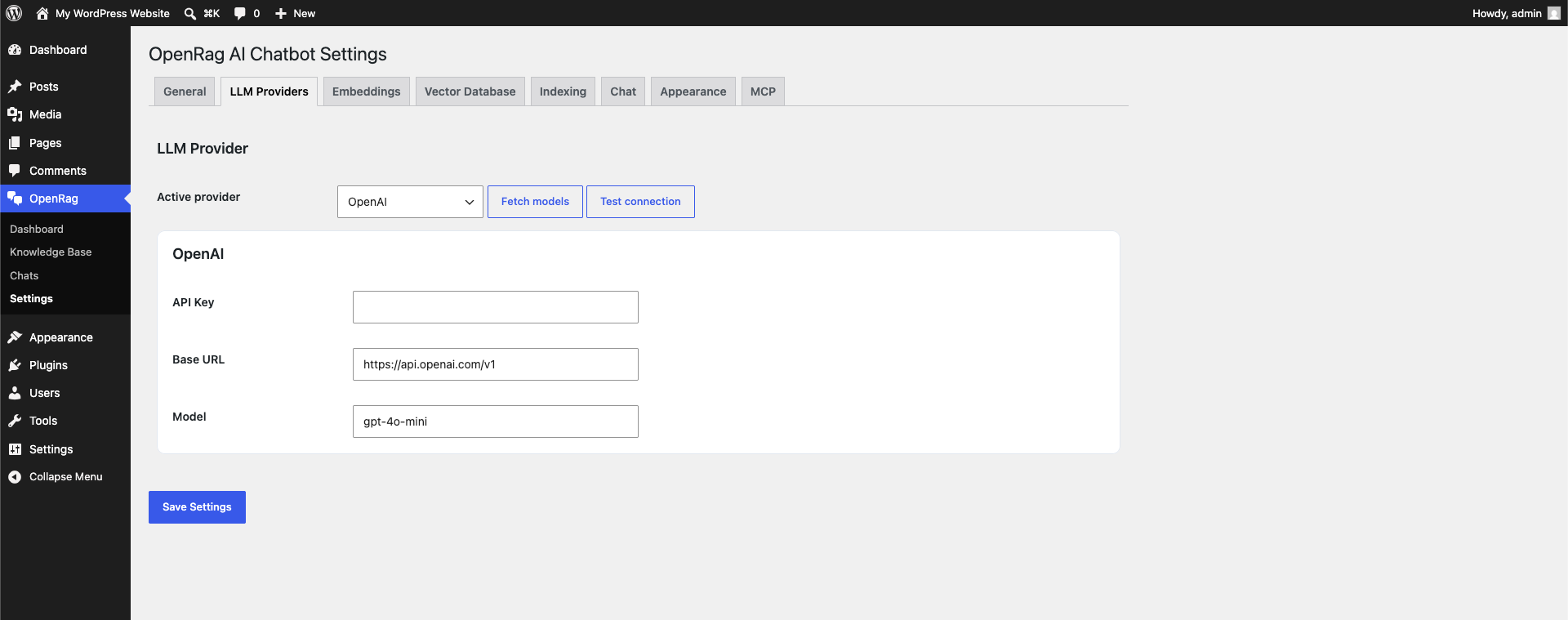 Settings — LLM Providers