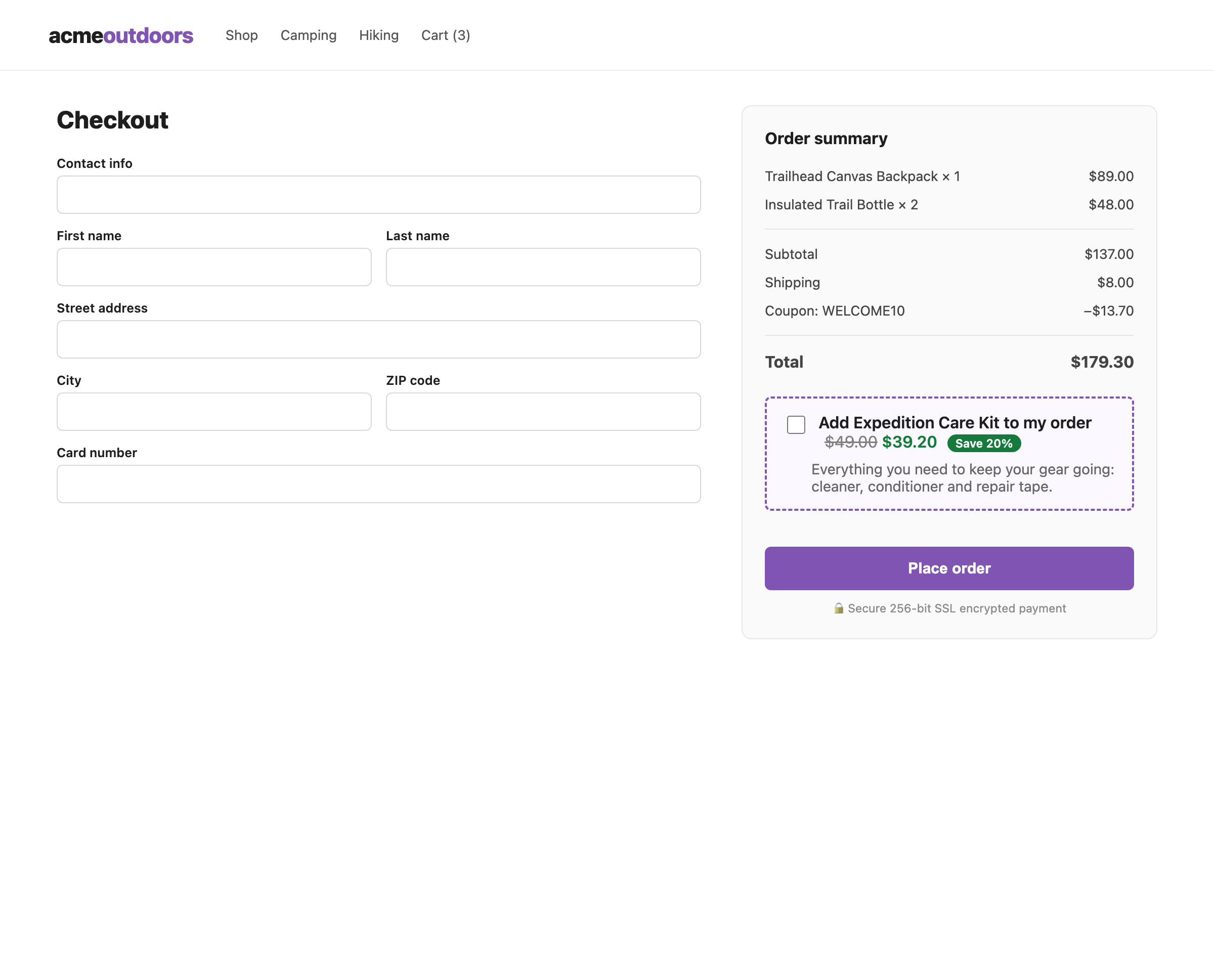 Order bump offer on the native checkout